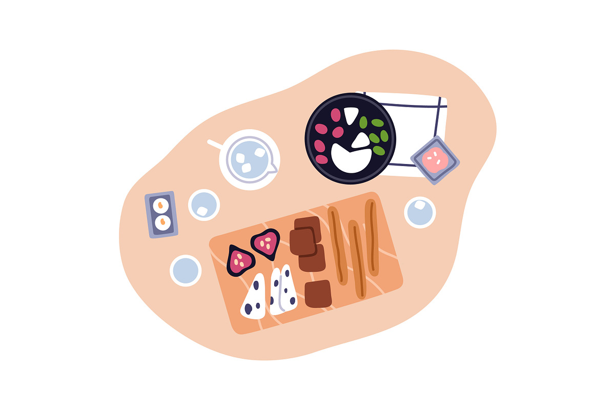 Food, dishes on tables, top view set, a Food Illustration by Good Studio (Photo 6 of 7)