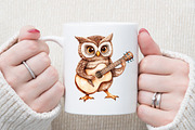 Watercolor Funny Owl Clipart Bundle, an Illustration by Sublimation Artist (Thumbnail 5 of 6)