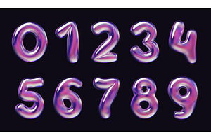 Holographic cartoon 3d numbers, an Object Illustration by YummyBuum