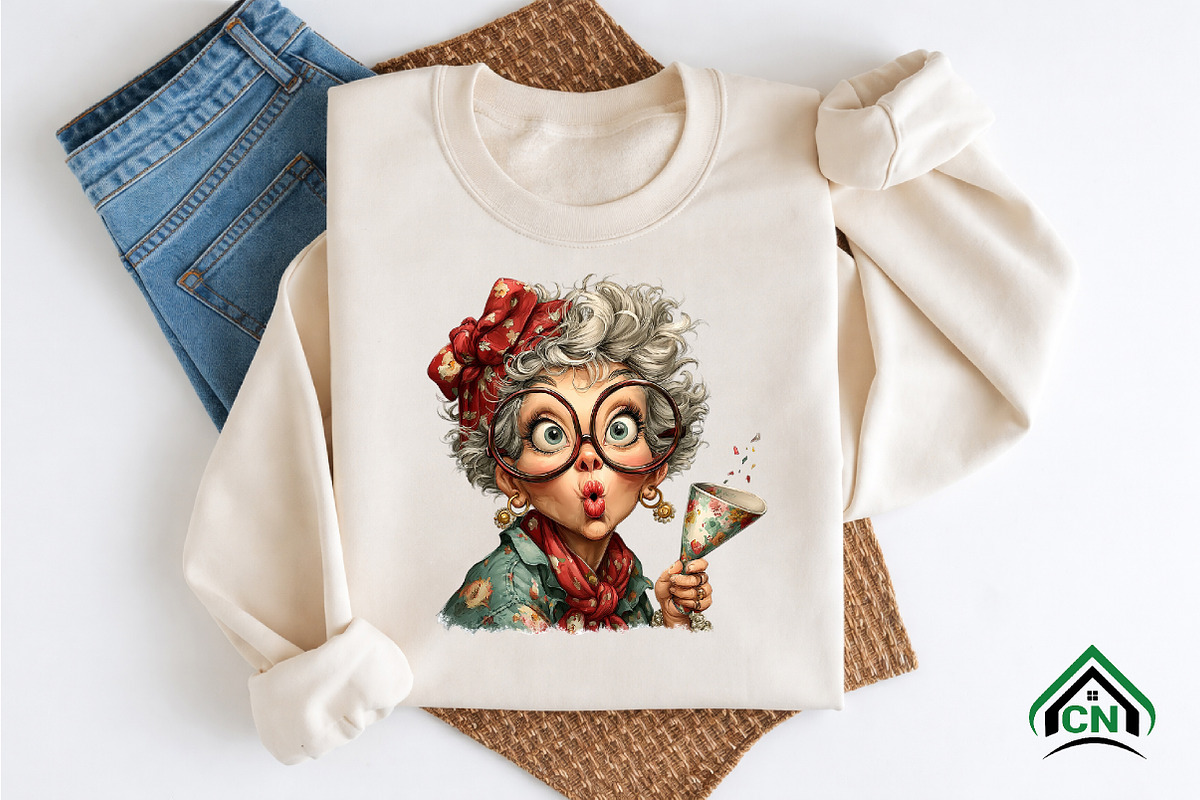 Whimsical Old Lady Birthday Clipart, an Illustration by Craft Nest (Photo 9 of 12)
