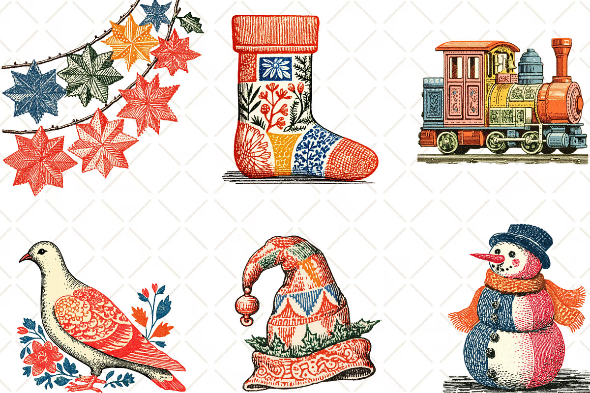 Patchwork Christmas Watercolor, an Illustration by Black Bird Studio (Photo 2 of 6)