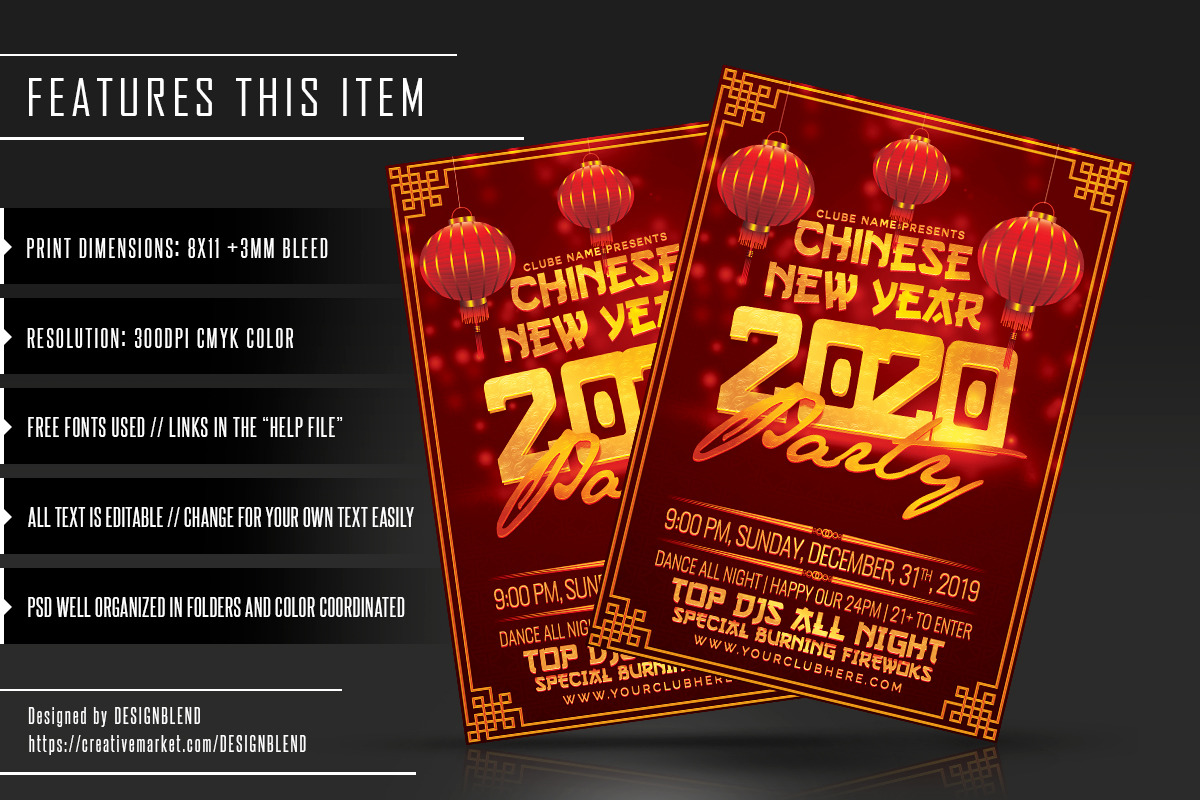 Chinese New Year 2020 Party Flyer, a Flyer Template by designblends@gmail.com (Photo 2 of 3)