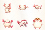 Cute Cartoon Axolotl Clipart, an Illustration by CrexoraLab (Thumbnail 2 of 5)
