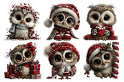 Whimsical Christmas Owl Clipart, an Animal Illustration by Creative Art (Thumbnail 4 of 6)