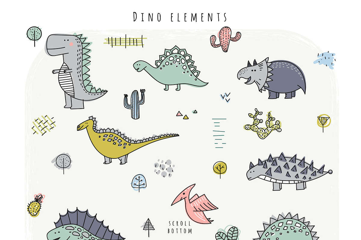 DINO. Design set., an Animal Illustration by kuchuk_design (Photo 3 of 6)