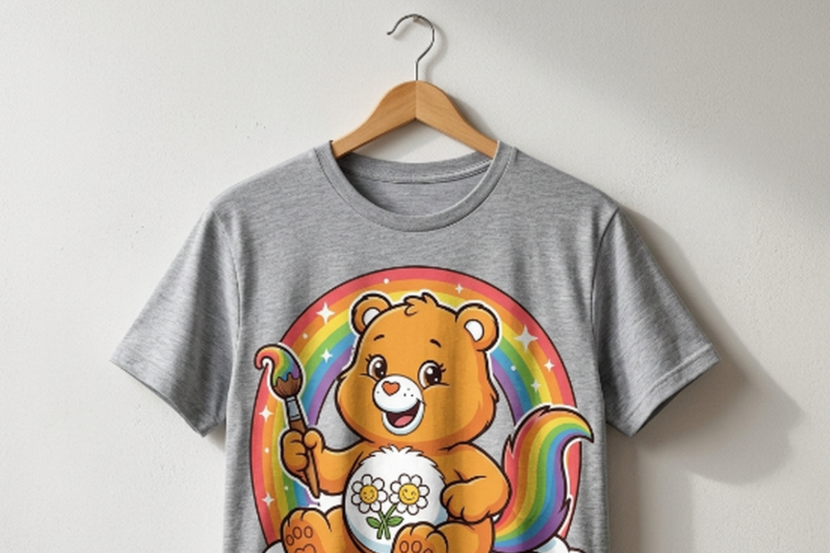 Bear holding Paintbrush Rainbow, a Shirt Mockup by Vector Stall (Photo 10 of 16)