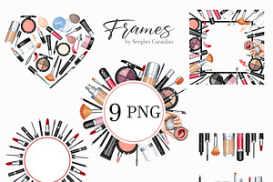 Makeup Clipart, Cosmetics Frames, a Texture Illustration by Serghei Caraulan