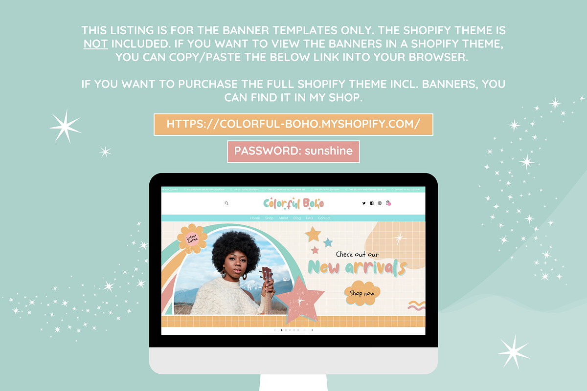 Shop Banner Templates - Boho Theme, a Shopify Template by SunshineStudioBoutique (Photo 5 of 9)