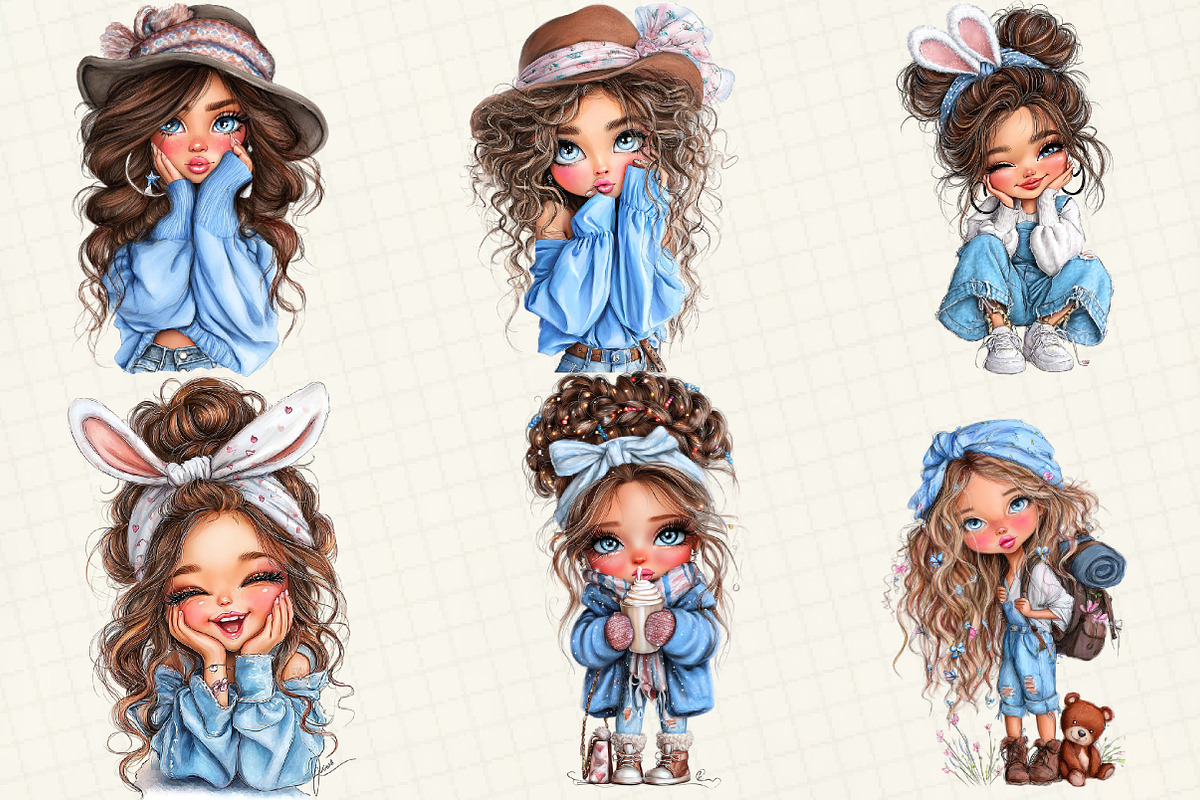 Quirky Cute Little Girl Clipart, an Illustration by DreamCafeArt (Photo 4 of 6)