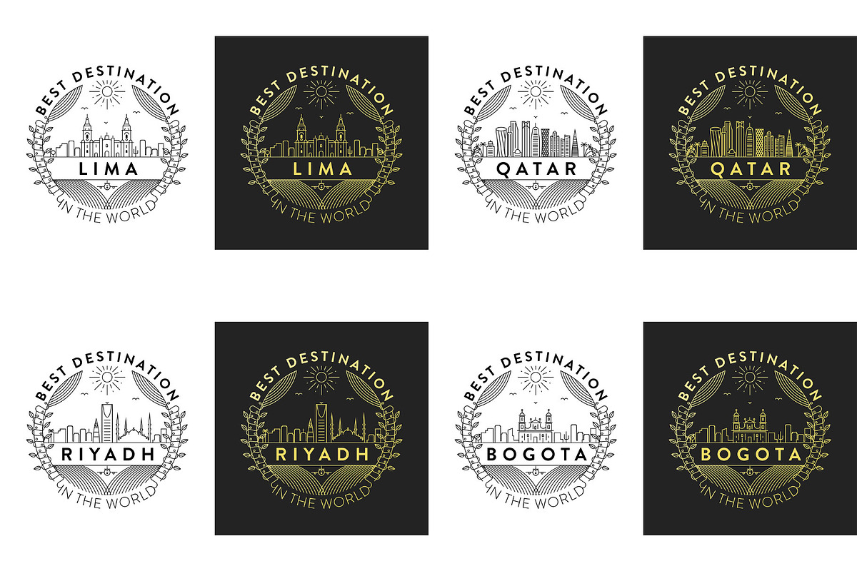 44 Linear City Badges, an Outline Icon by Kursat Unsal (Photo 7 of 25)