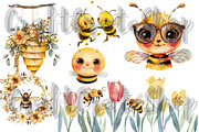 Watercolor Honey Bee Clipart, an Illustration by CraftCrateShop (Thumbnail 4 of 4)