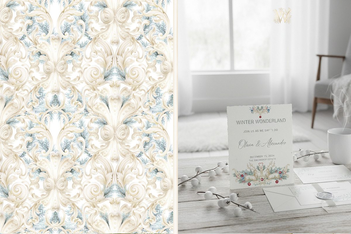 Winter Deer Borders, wedding png, a Decorative Illustration by WonderWonder (Photo 12 of 18)