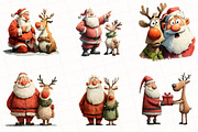 Whimsical Santa & Reindeer Clipart, an Illustration by OK Design (Thumbnail 3 of 5)