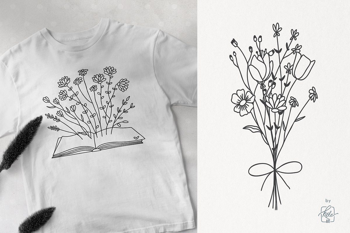 WILDFLOWER LINE ART, an Object Illustration by Kate Art (Photo 16 of 22)