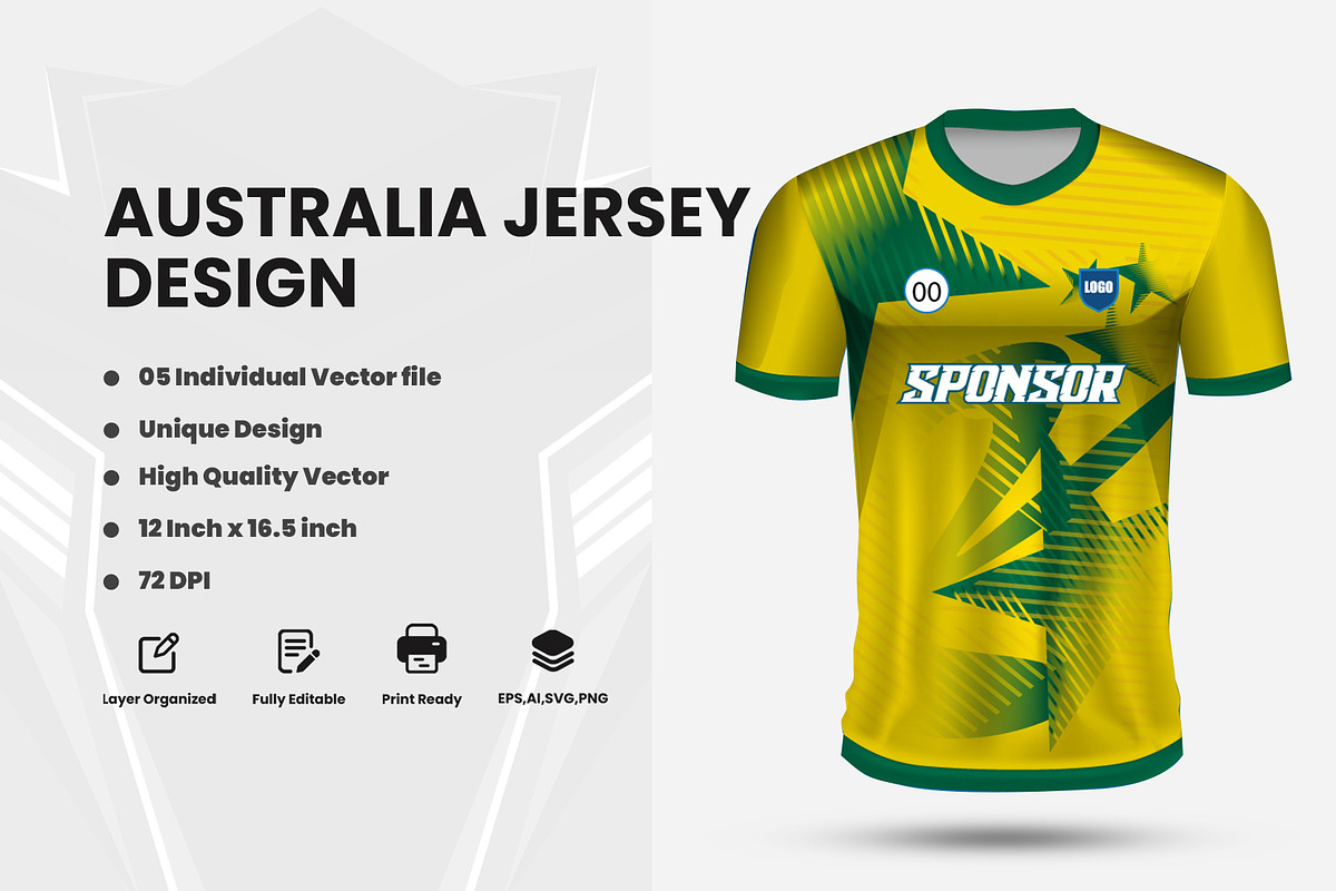 Australia Cricket Jersey Design, a Sport Illustration by samsulpassive (Photo 1 of 3)