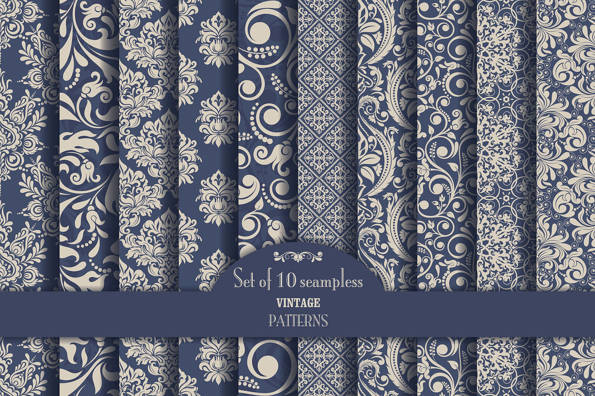 Set of 10 seampless pattern Baroque, a Pattern Graphic by NataLito (Photo 1 of 6)