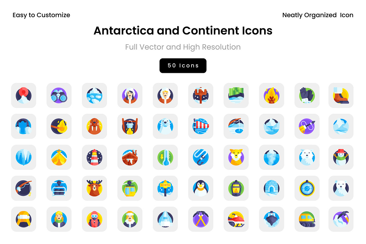 Antarctica and Continent Icons, a Solid Icon by Wencory (Photo 2 of 2)