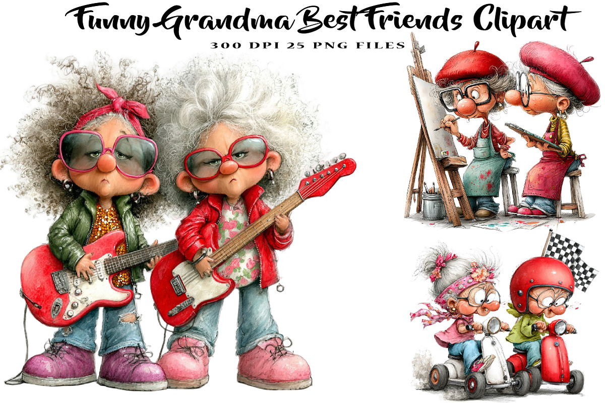 Funny Grandma Best Friends, a Seasonal Illustration by CreationArt (Photo 1 of 5)