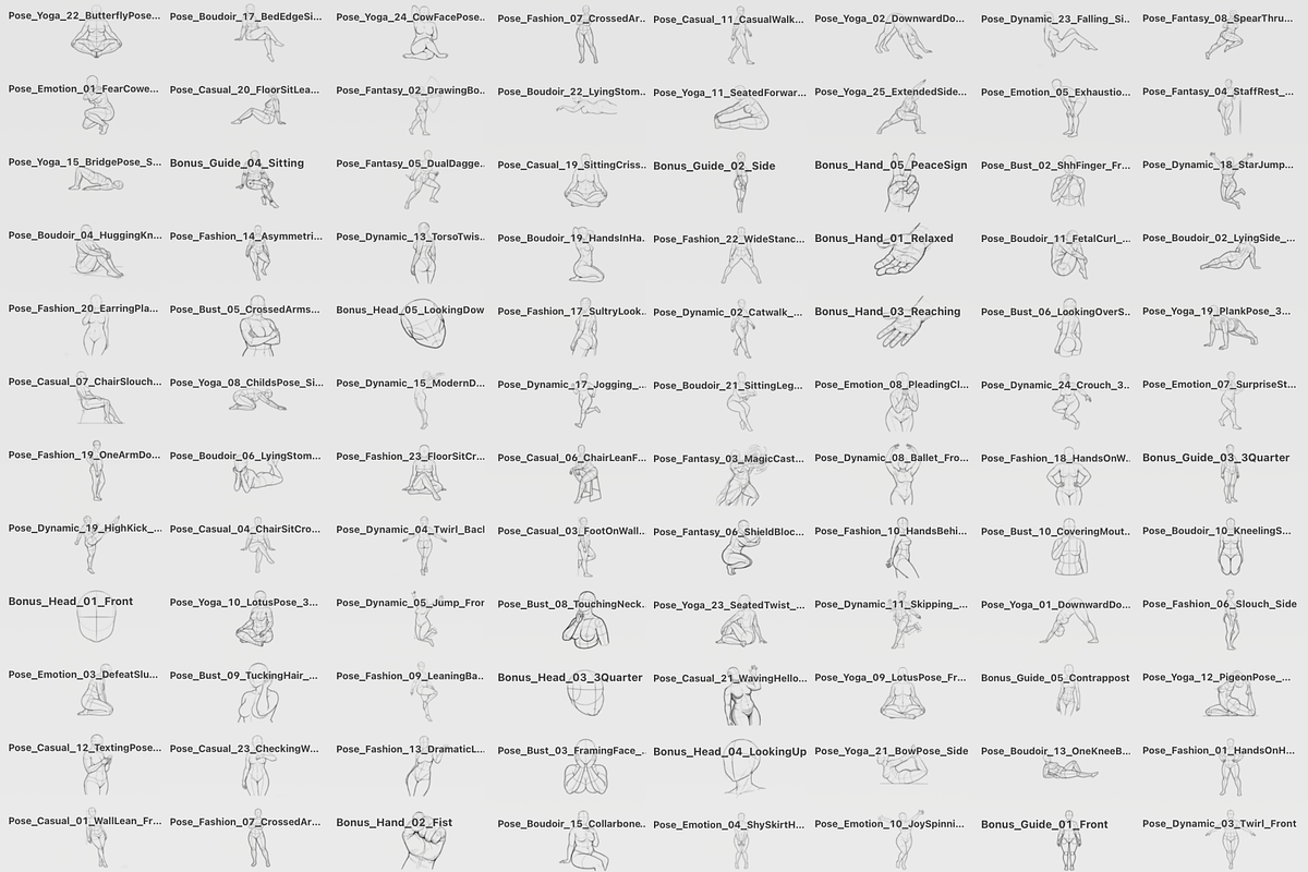 165 Curvy Female Pose Stamps, a Brush Add-On by Selentaori Studio (Photo 2 of 11)