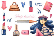 Cute Girls - Watercolor Clip Art Set, a Person Illustration by Mashamashastu (Thumbnail 3 of 12)