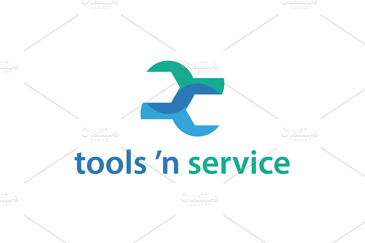 Overlapping wrench tool design logo, an Illustration by LogosDen