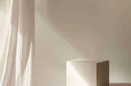 Minimalist Product Podium in beige, a Background Photo by Virgo Studio