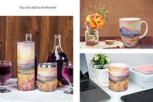 Watercolor Mountain Landscapes Set 2