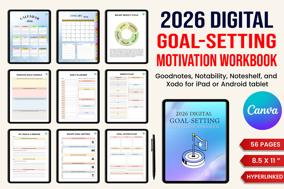 2026 Goal-Setting & Motivativation, a Stationery Template by Designmela01 (Photo 1 of 10)