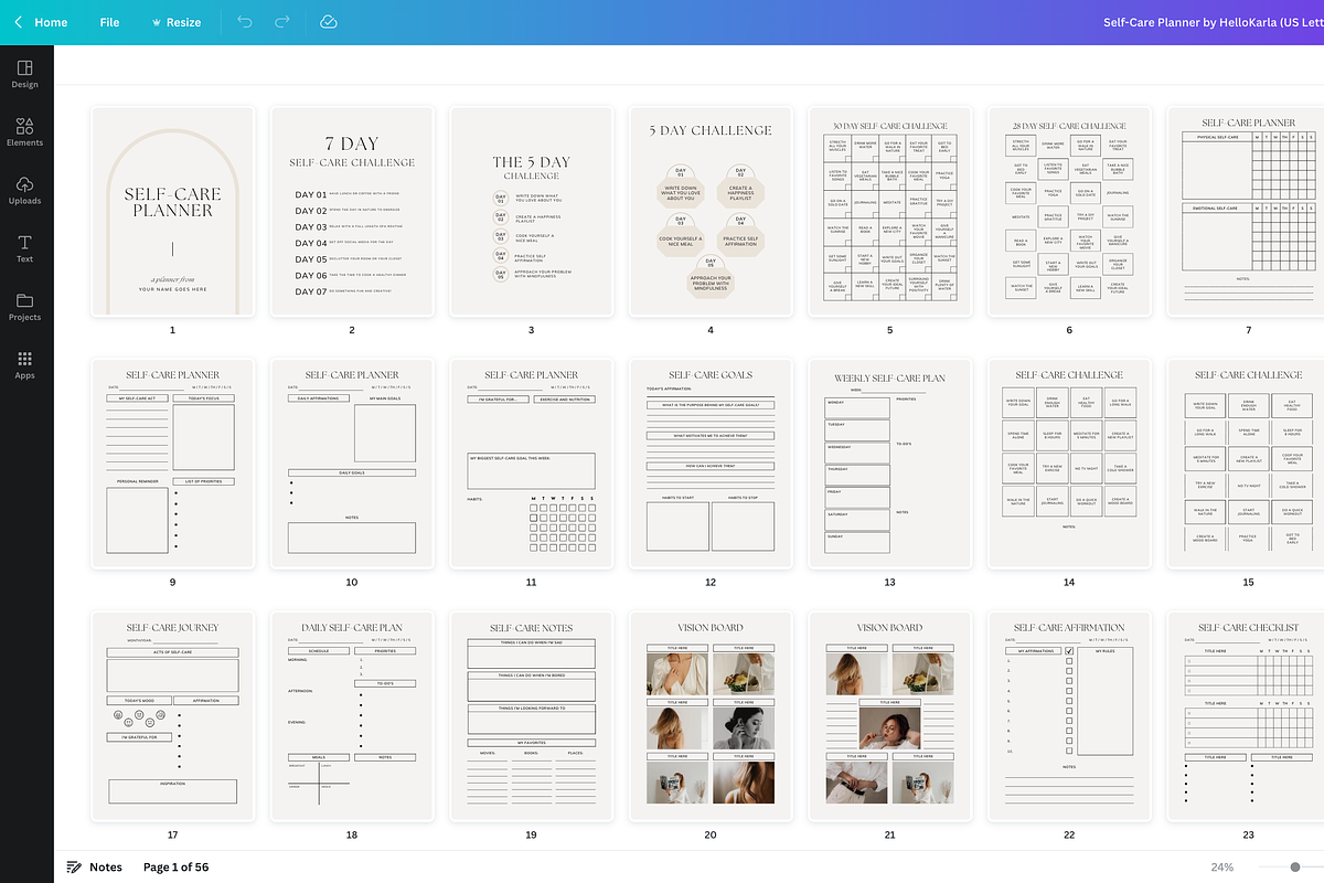 Self-care Planner Canva Template, a Presentation Template by HelloKarla (Photo 7 of 7)