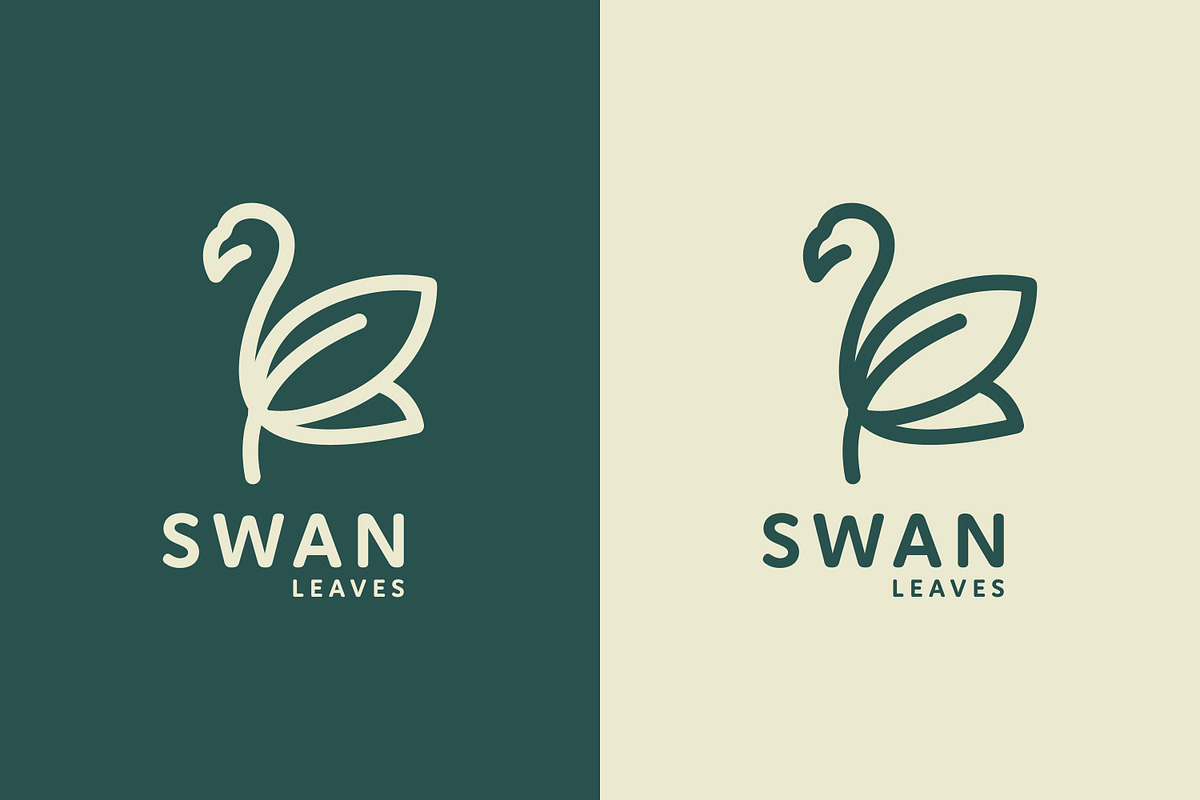 Swan leaf line art logo, a Branding & Logo Template by Saba Vector