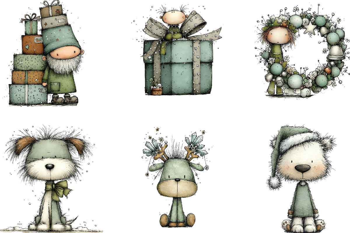 Whimsical Icy Blue Christmas Bundle, an Illustration by CraftArtStudio (Photo 2 of 6)