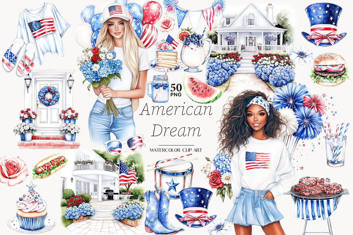 4th of July Clipart Patriotic Images, a Person Illustration by GlamArtZhanna (Photo 1 of 8)