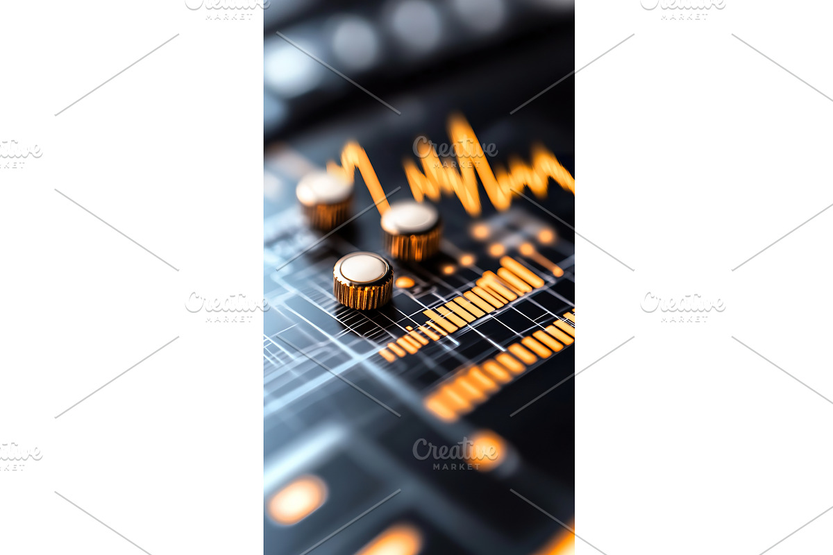 Close up of audio mixer knobs with, an Object Illustration by Lermont51