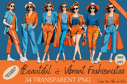 ORANGE & BLUE 34 FASHIONISTA CLIPART
