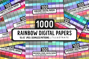 Rainbow Digital Paper 1000 Pattern