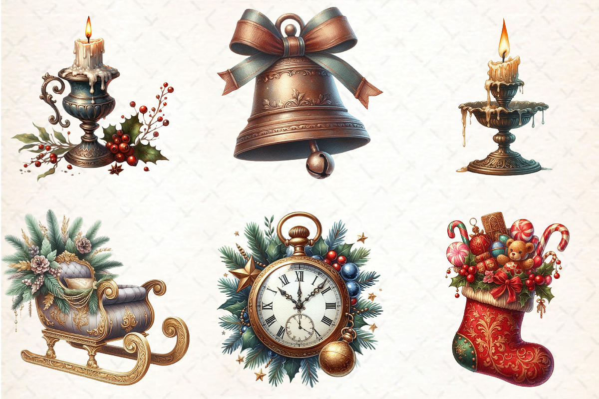 Christmas Vintage Designs Clipart, an Illustration by DreamCafeArt (Photo 7 of 8)