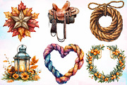 Watercolor Cowboy Autumn Clipart PNG, a Seasonal Illustration by Canvas Craft (Thumbnail 2 of 3)