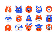 Cute Animal Face Illustration Set, an Animal Illustration by decographstud (Thumbnail 3 of 5)