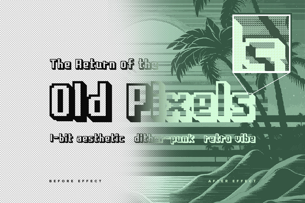 Bitmap Dither Text Effect Set, a Layer Style Add-On by Creative Veila