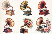 Retro Gramophone Clipart, an Illustration by Rose Art (Thumbnail 3 of 8)