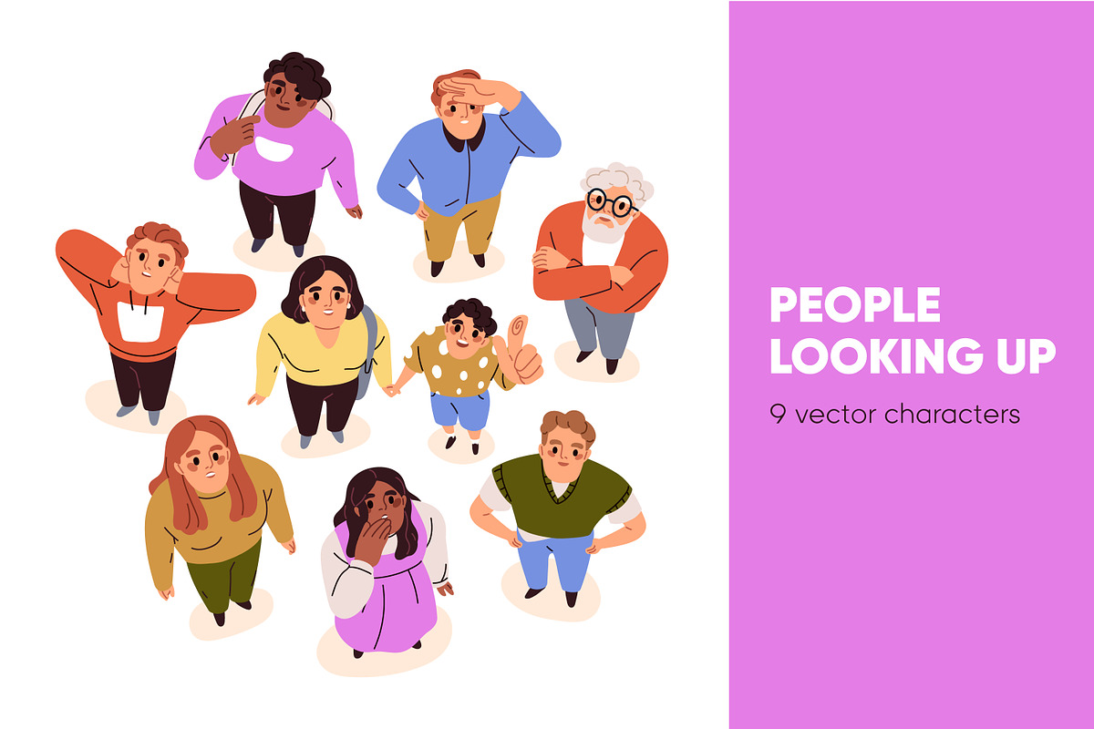 People looking up, top down view set, a Person Illustration by Good Studio (Photo 1 of 4)