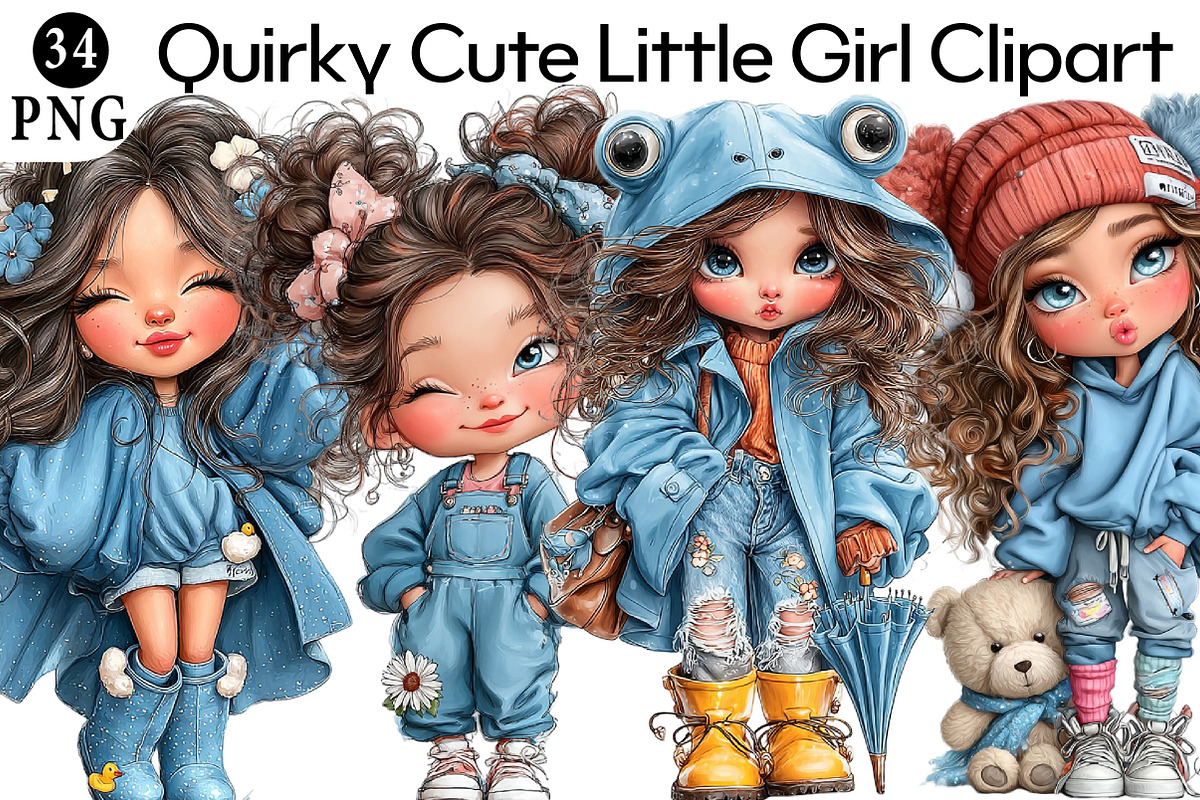 Quirky Cute Little Girl Clipart, an Illustration by Daily.Designs (Photo 1 of 5)