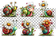 Whimsical Daisy Snail Clipart, a Seasonal Illustration by Daily.Designs (Thumbnail 3 of 4)