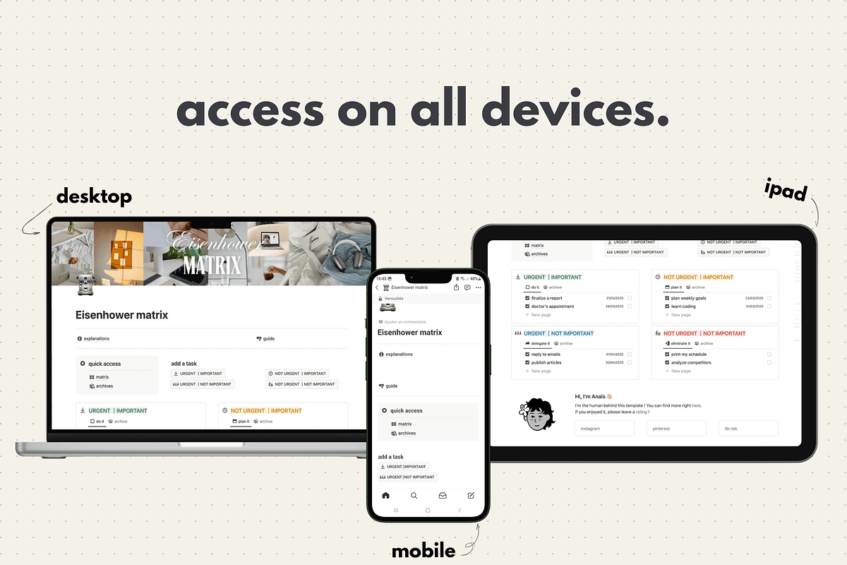 Eisenhower Matrix - Notion template, a Websites & App Template by Iasan Design (Photo 4 of 7)