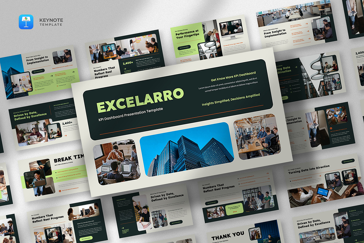 KPI Dashboard Keynote Template, a Presentation Template by fluffstudio (Photo 1 of 4)