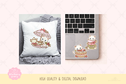Kawaii Cat Vintage Tea Party Clipart, an Animal Illustration by Blumensdiary (Thumbnail 5 of 6)