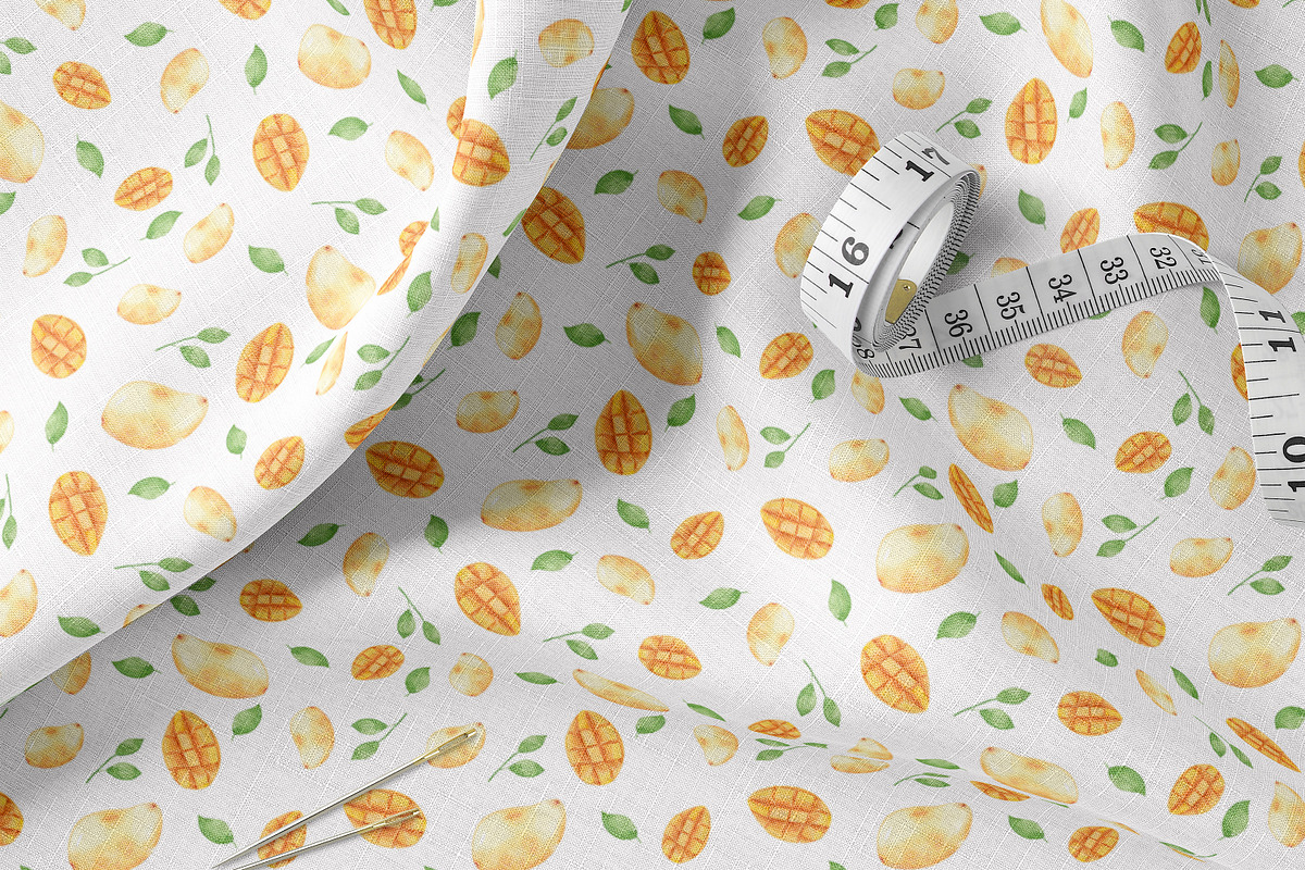 Watercolor Mango Seamless Pattern, a Pattern Graphic by Oksana Dovhopol Art (Photo 2 of 11)