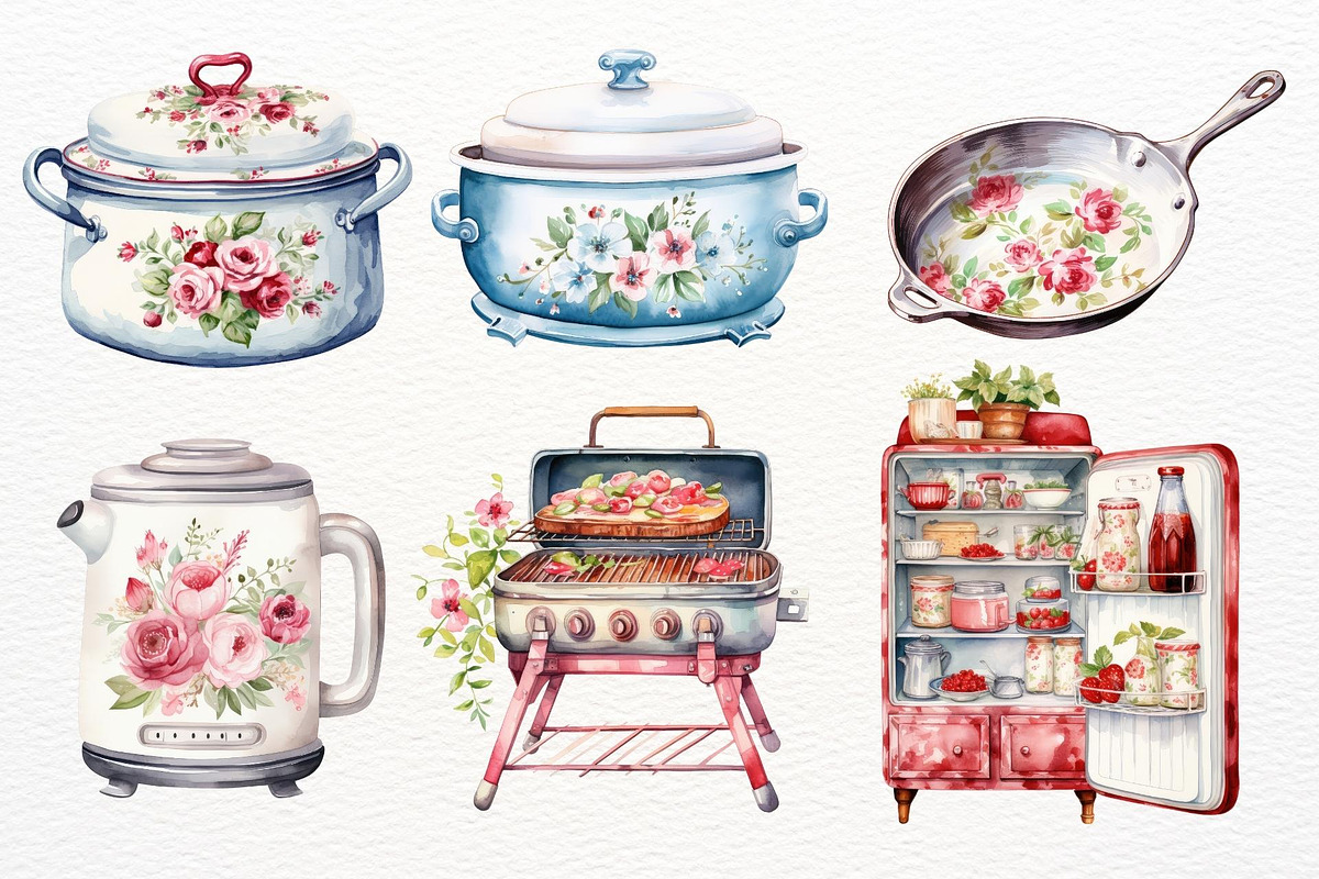 Kitchen Set Watercolor Sublimation, a Food Illustration by Maysa Art (Photo 3 of 6)