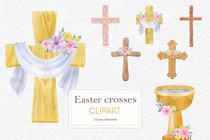 Easter wooden cross clipart