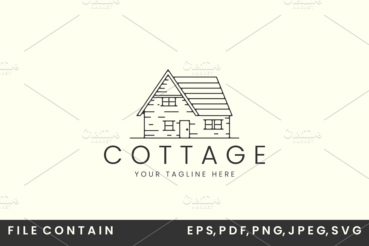 cottage line art style logo vector, a Branding & Logo Template by SD 22